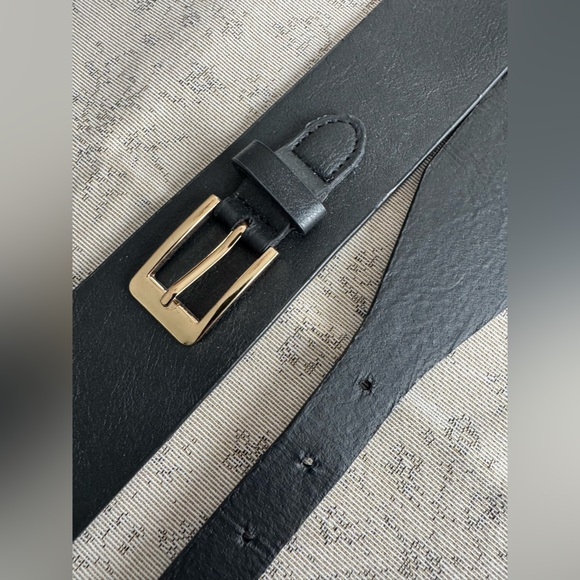 Black leather wide belt - Picture 5 of 11